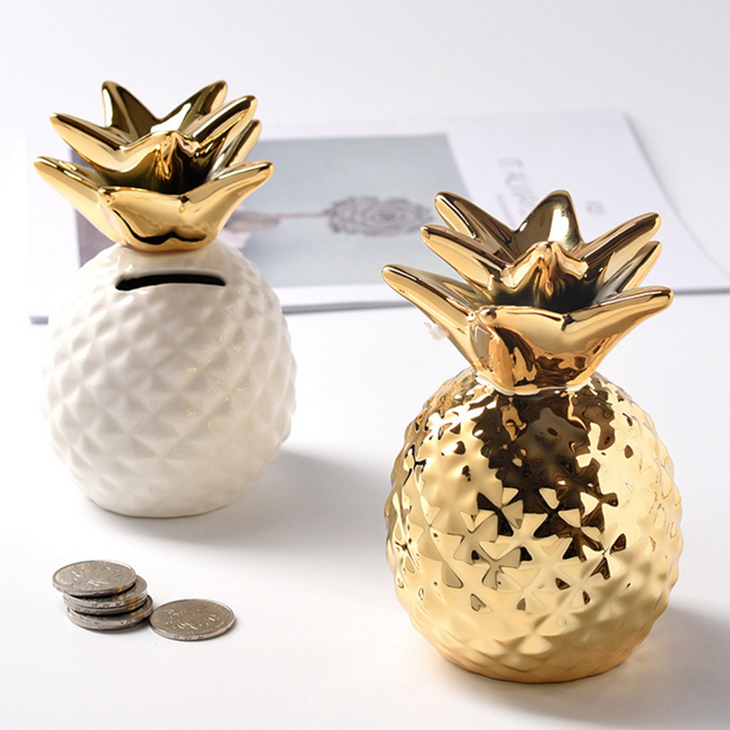 Dictionary Creative Pineapple Mini Piggy Bank Home Table Ornaments White