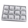 Bangle Velvet Display Tray Watch Showcase 12 Grids Shop Jewelry Holder Gray