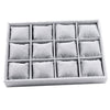 Bangle Velvet Display Tray Watch Showcase 12 Grids Shop Jewelry Holder Gray