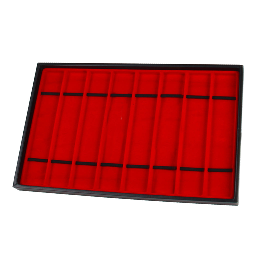 Necklace Bracelet Watch Band Jewelry Display Organizer Tray Holder Red