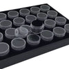 Foam Gem Jars Insert Gemstone Storage Display Tray with Screw Cap Box Black