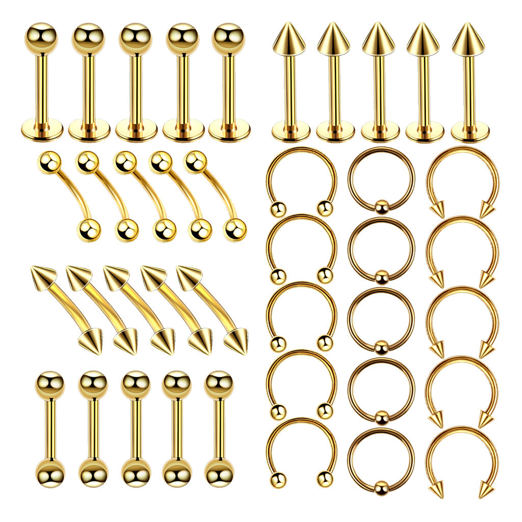 40 Pieces Nose Lip Tongue Eyebrow Tragus Navel Belly Ring Piercings  6mm