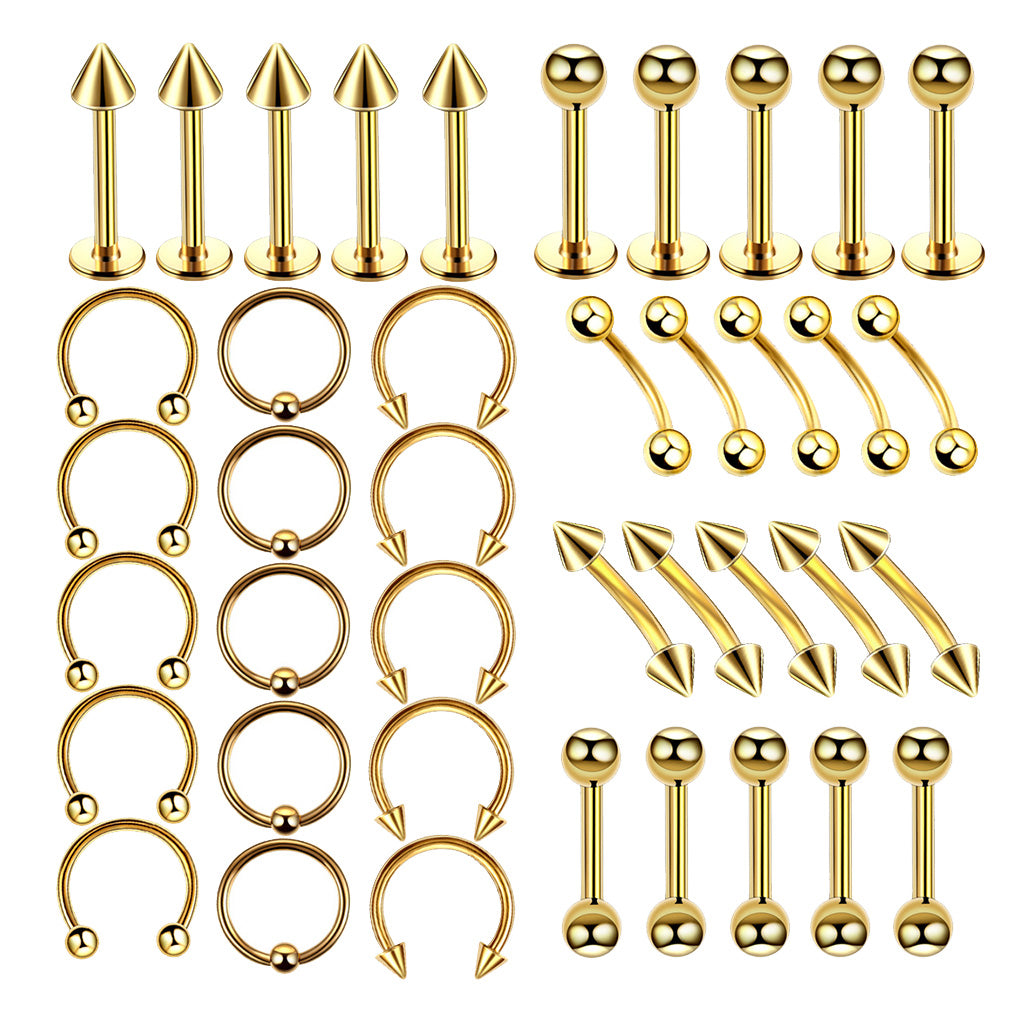 40 Pieces Nose Lip Tongue Eyebrow Tragus Navel Belly Ring Piercings  6mm