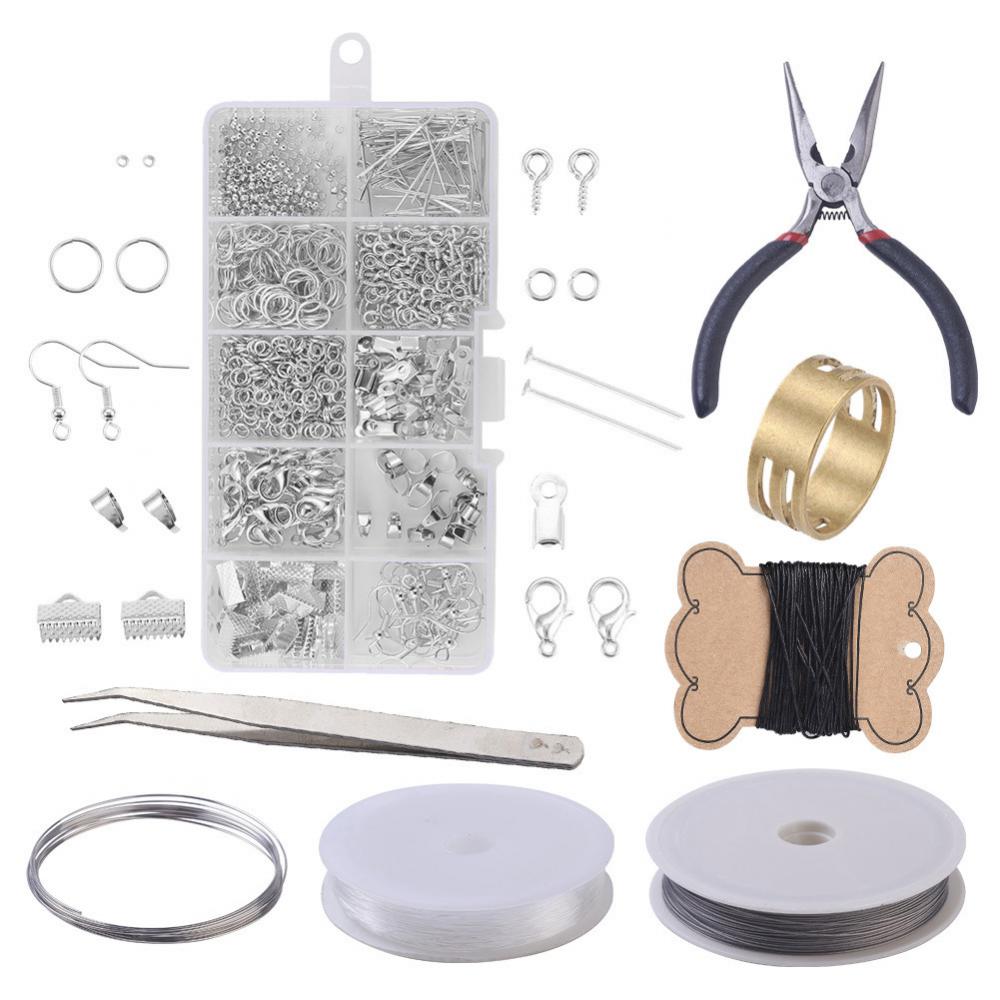 DIY Jewelry Making Supplies Earring Earwire Kit with Jewelry Tools Silver