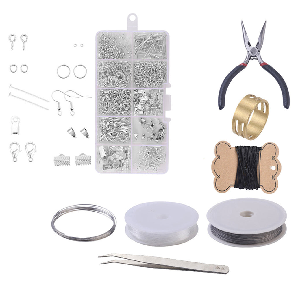 DIY Jewelry Making Supplies Earring Earwire Kit with Jewelry Tools Silver