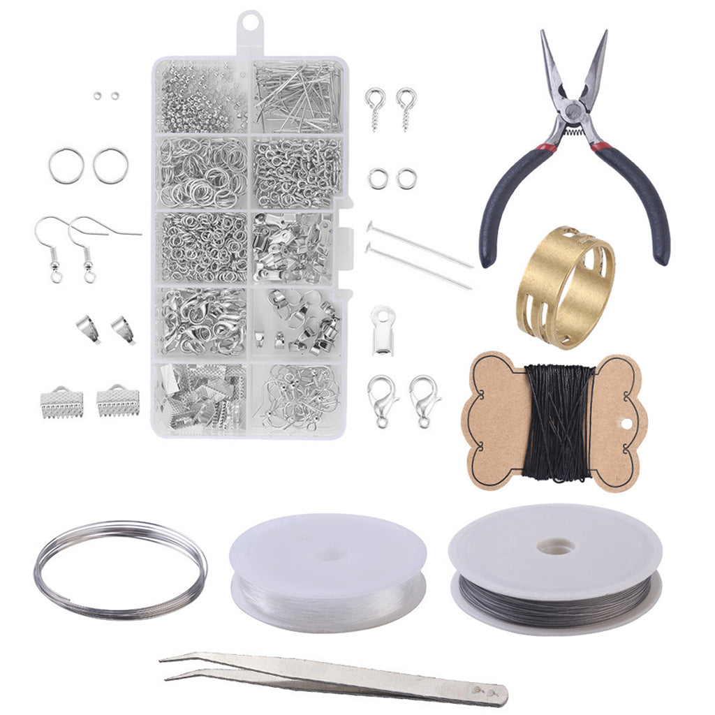 DIY Jewelry Making Supplies Earring Earwire Kit with Jewelry Tools Silver