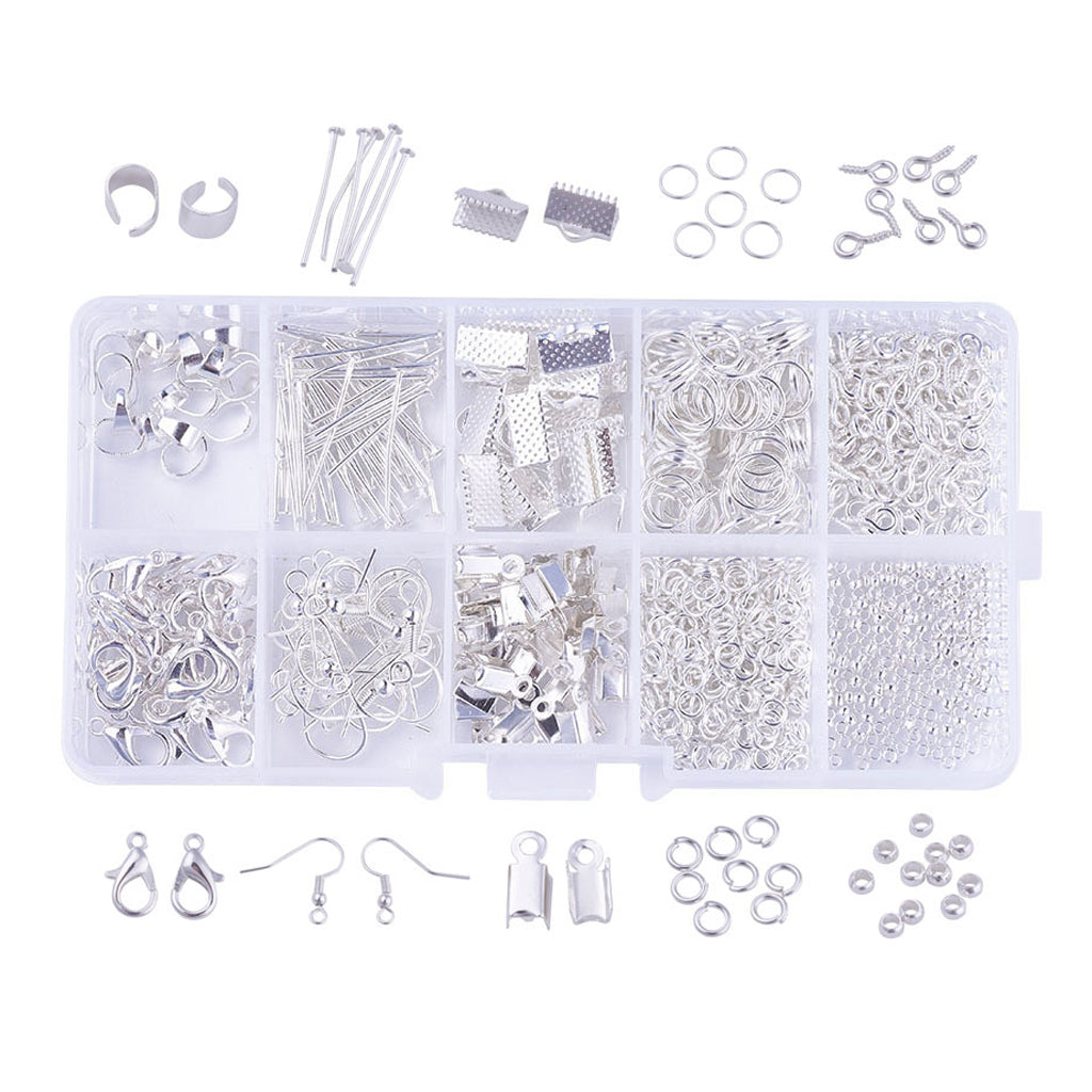 DIY Jewelry Making Supplies Earring Earwire Kit with Jewelry Tools Silver