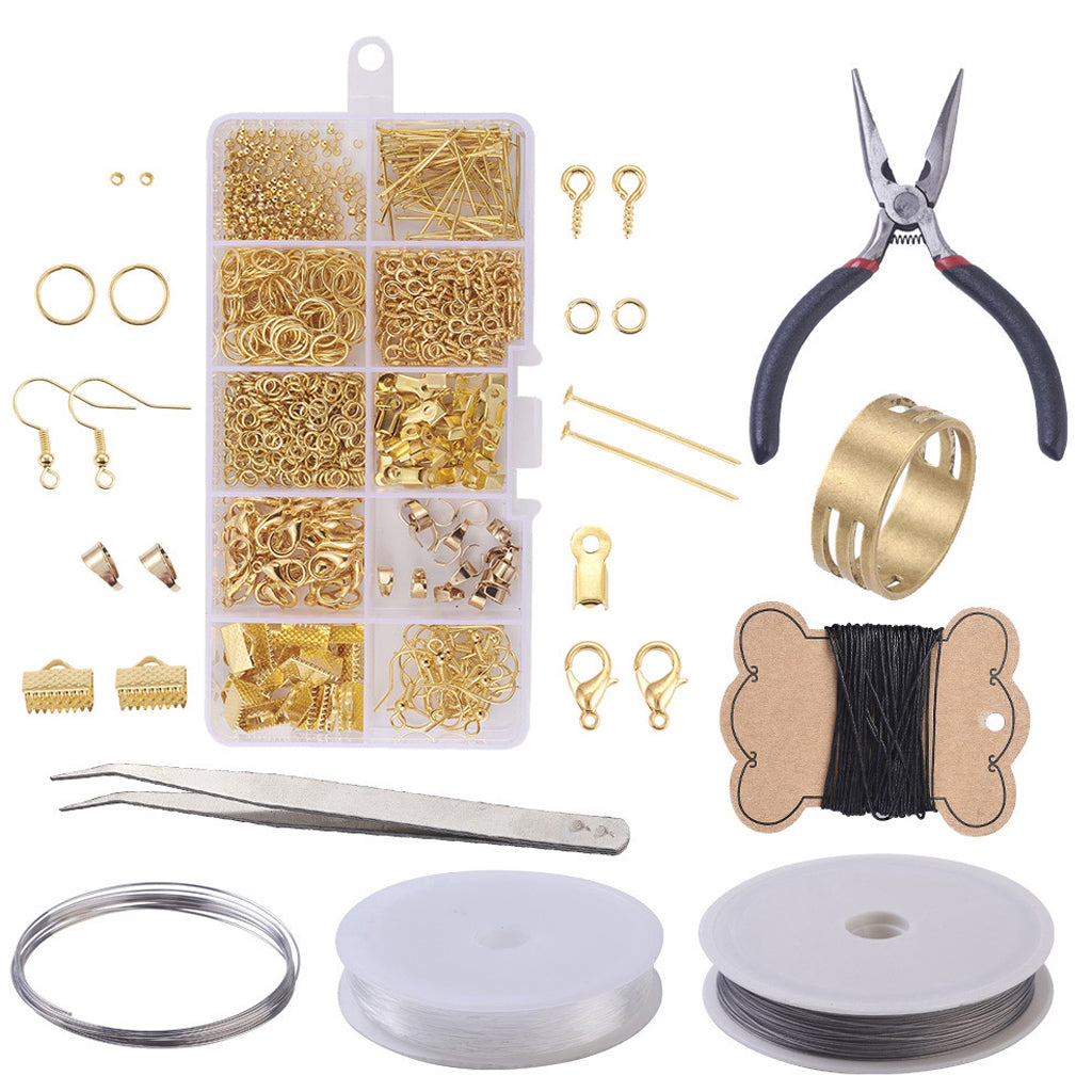 DIY Jewelry Making Supplies Earring Earwire Kit with Jewelry Tools Golden