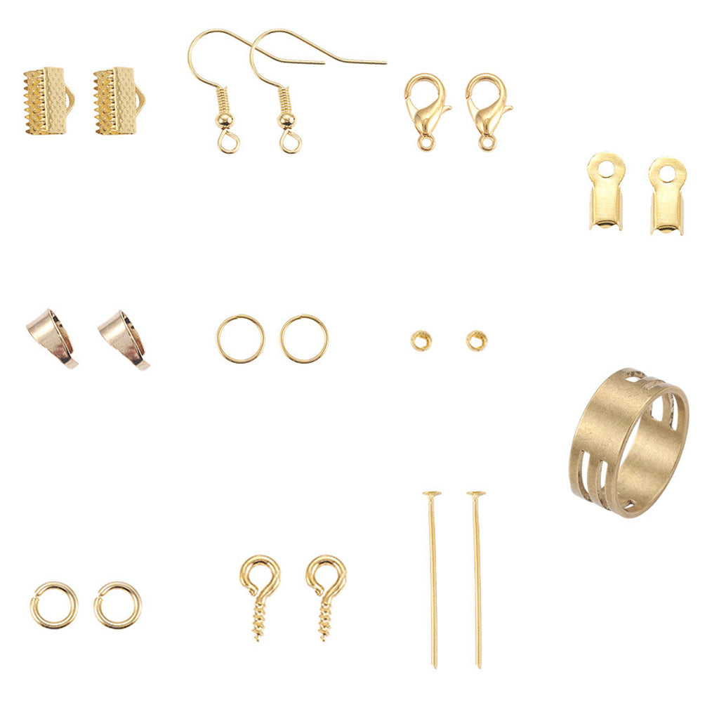 DIY Jewelry Making Supplies Earring Earwire Kit with Jewelry Tools Golden