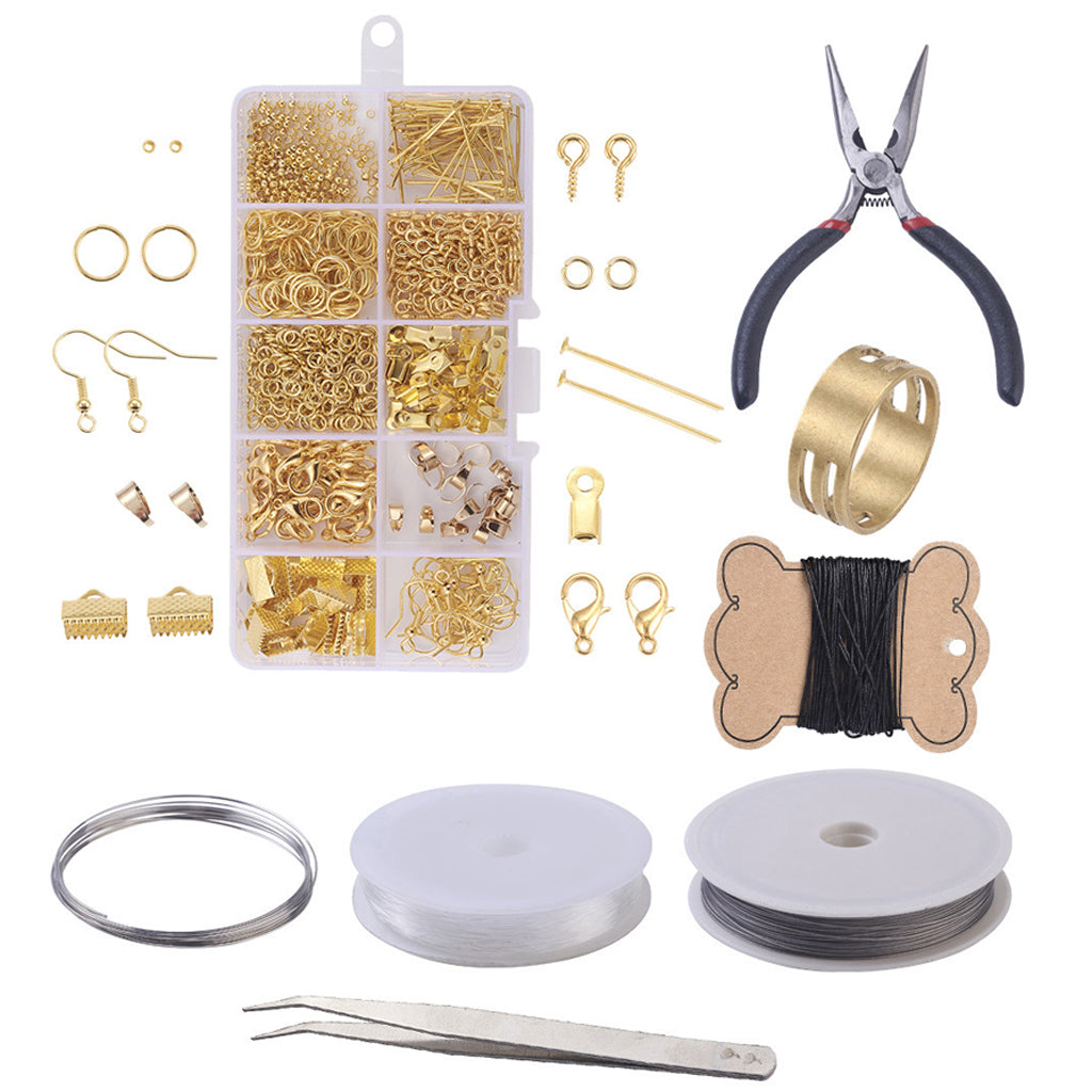 DIY Jewelry Making Supplies Earring Earwire Kit with Jewelry Tools Golden