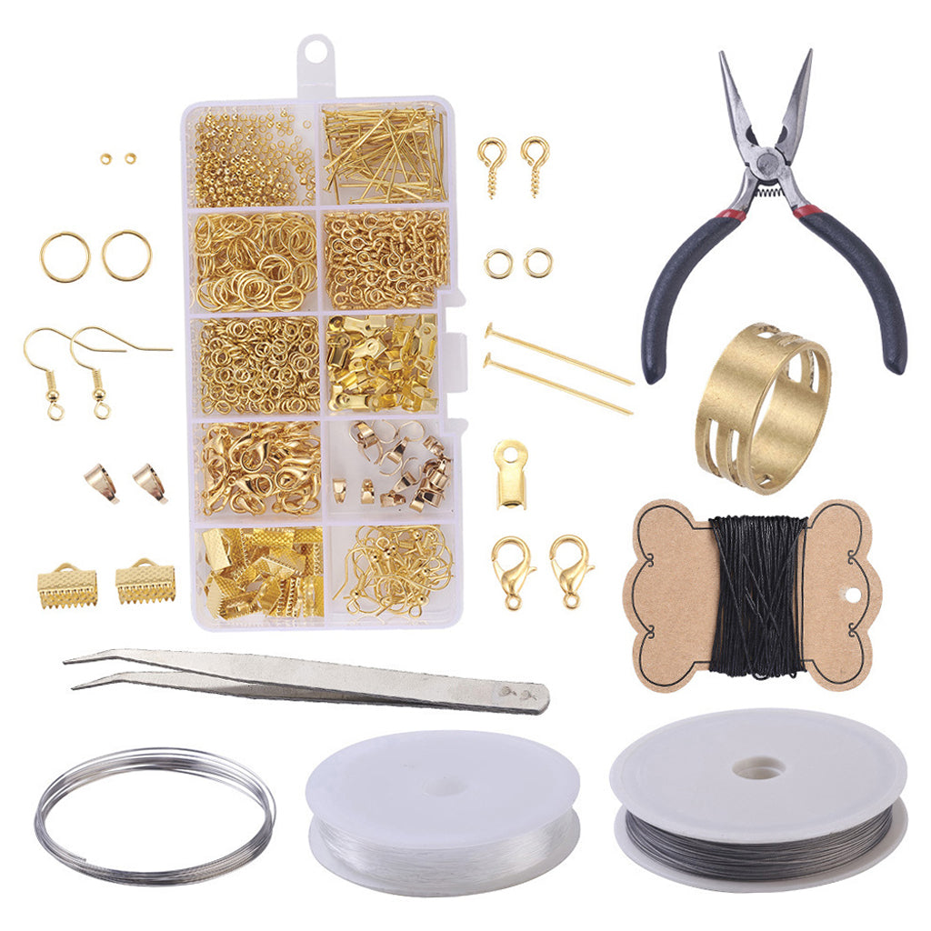 DIY Jewelry Making Supplies Earring Earwire Kit with Jewelry Tools Golden