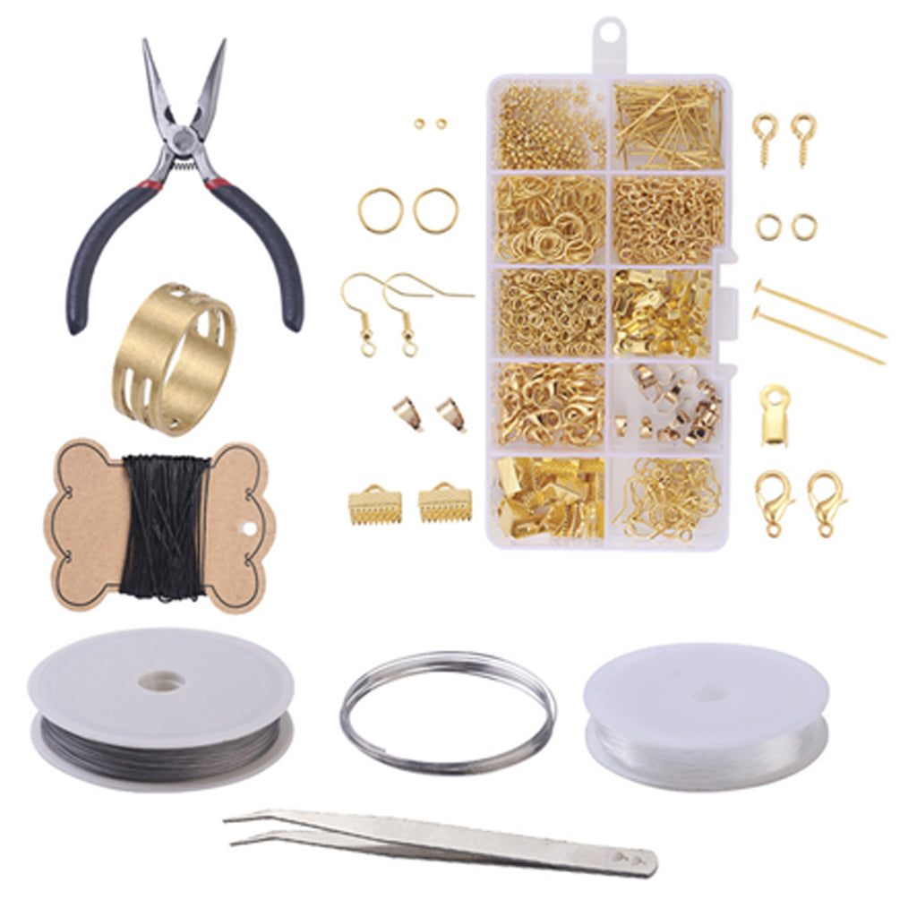 DIY Jewelry Making Supplies Earring Earwire Kit with Jewelry Tools Golden