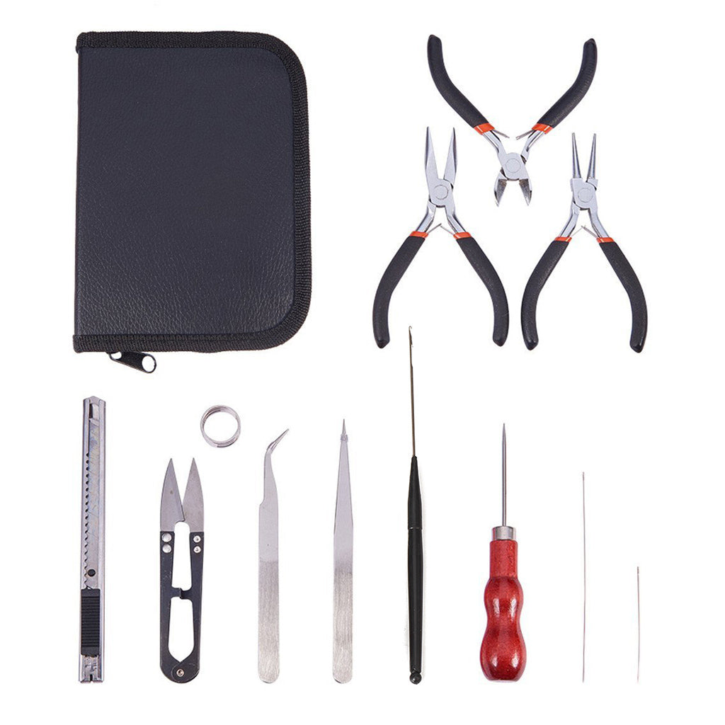 12 Pieces Jewelry Making Tools Starter Kit Repair Supplies Pliers Scissors