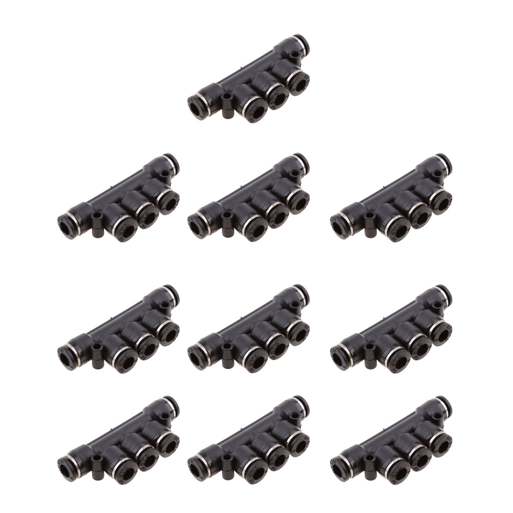 10 Pieces 5-Way Pneumatic Air Line Quick Connector Fittings Coupler 6mm