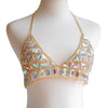 New Women Harness Top Bra Bikini Chainmail Lingerie Chest Body Chain Golden