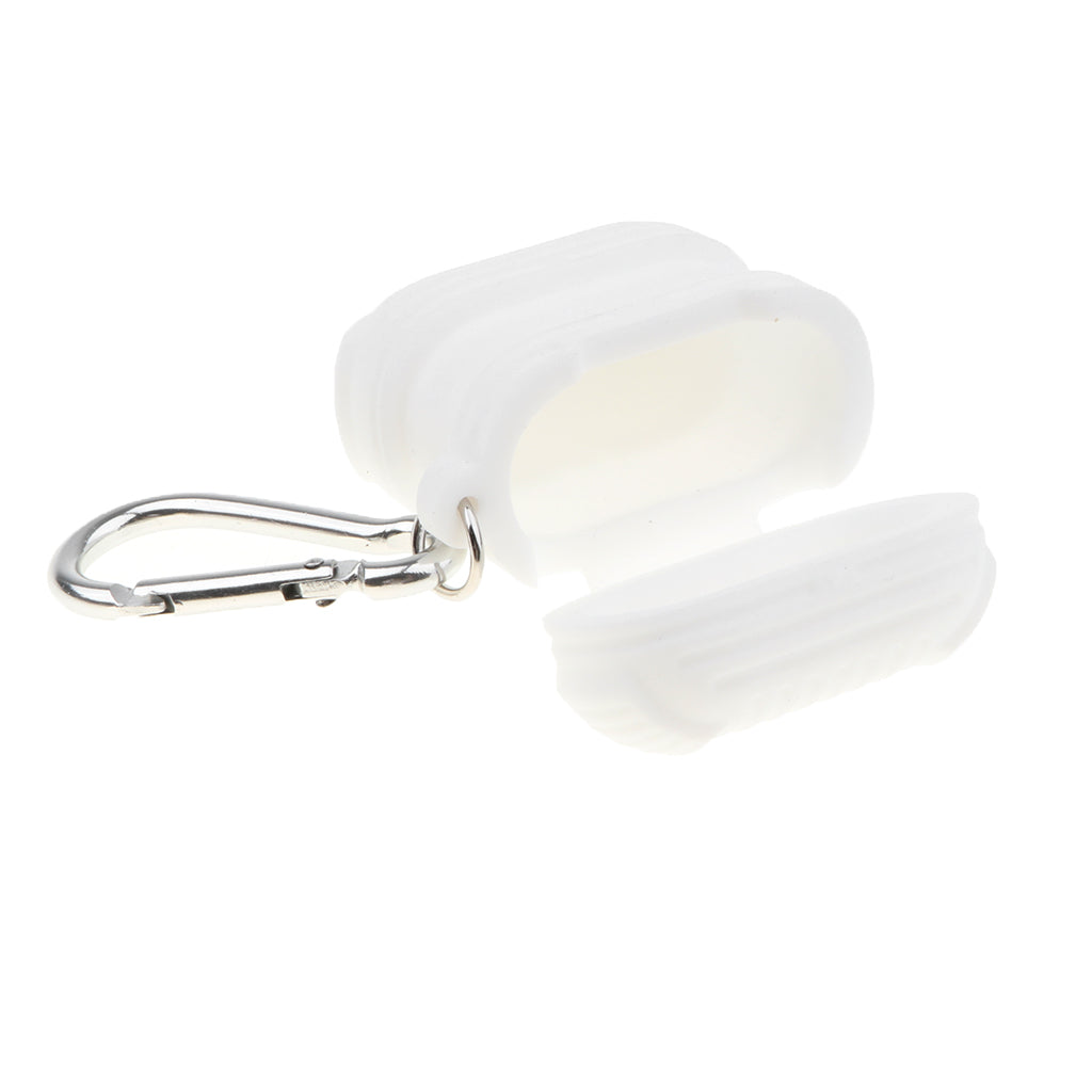 Silicone Protective Cover Case with Metal Keychain for Apple AirPods White