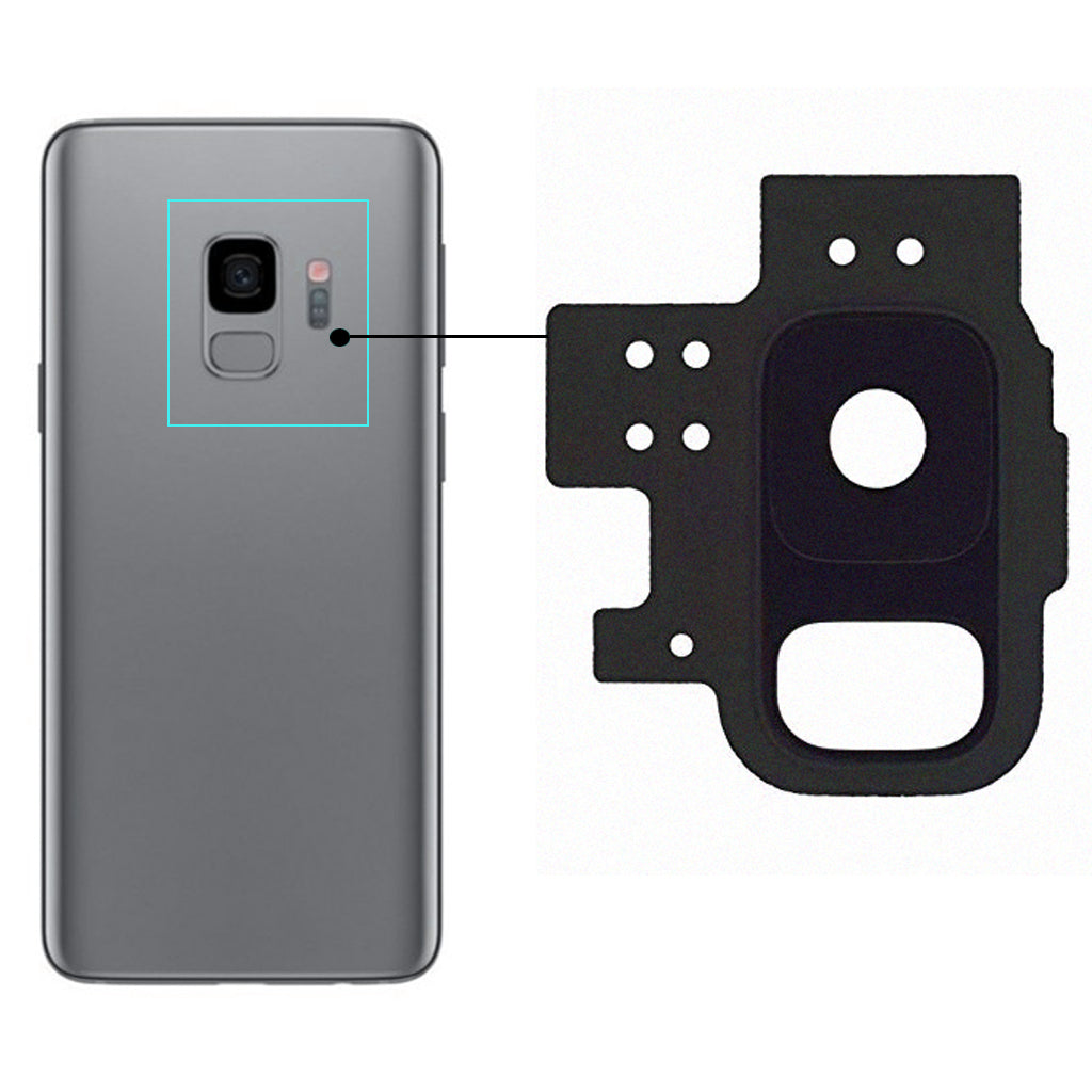 Phone Back Rear Camera Frame + Glass Lens Cover for Samsung Galaxy S9 Gray