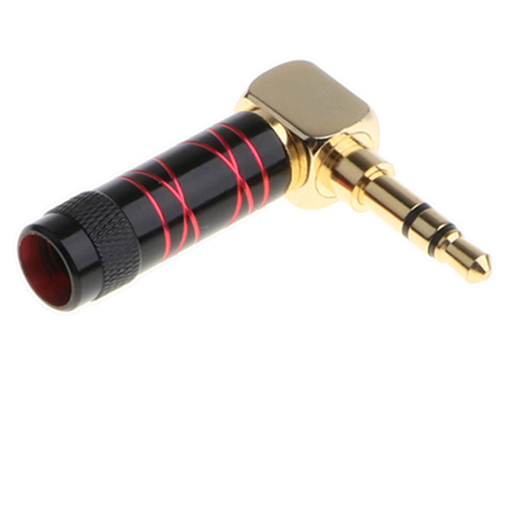 3.5mm Right Angle Male Plug Gold Plated Solder Connector for Phone Red