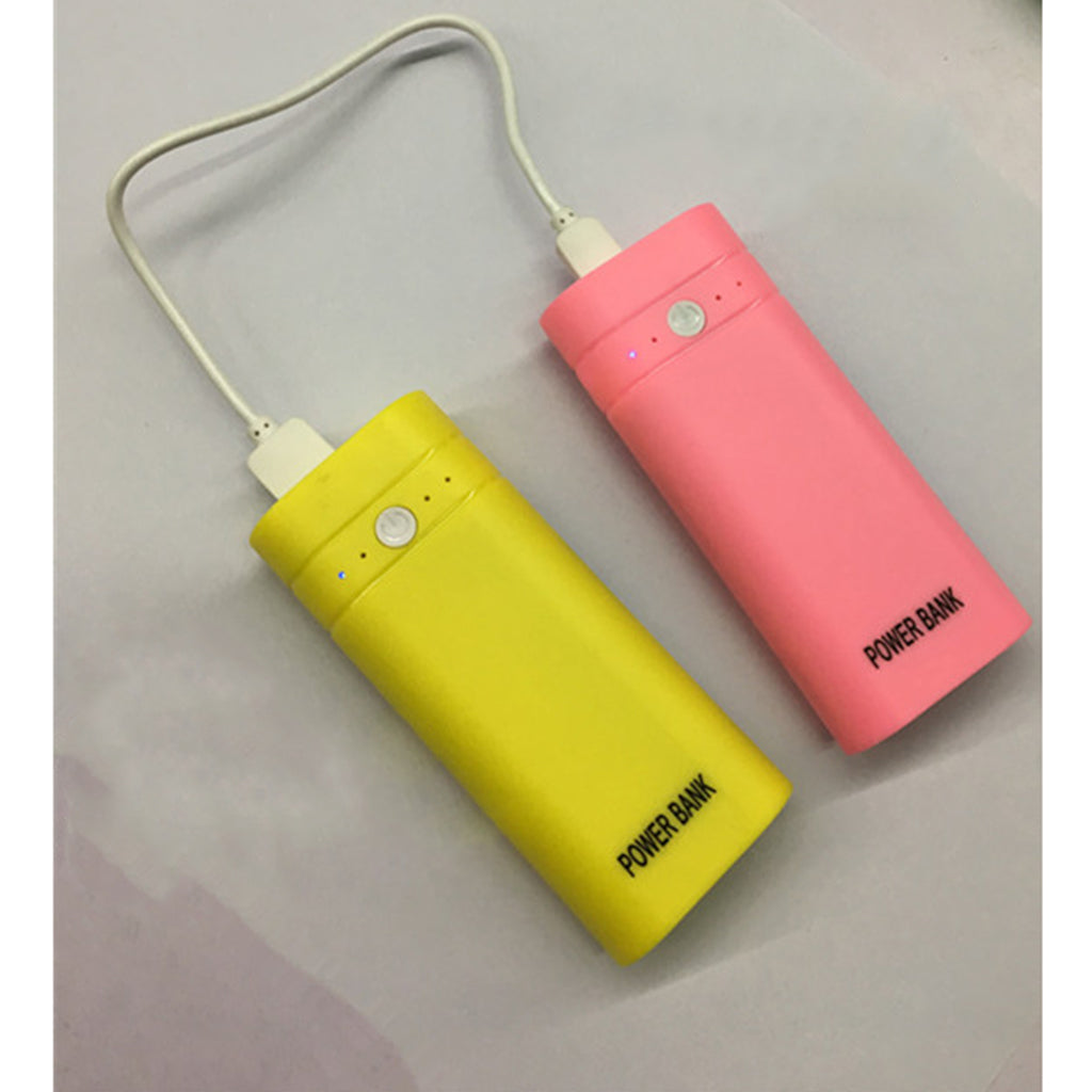 Power Bank Case 2x18650 External Battery Charger Box W/ LED Flashlight Pink