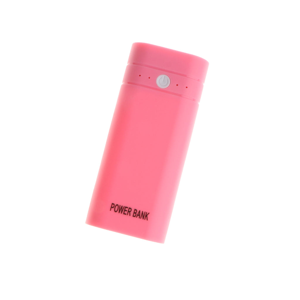 Power Bank Case 2x18650 External Battery Charger Box W/ LED Flashlight Pink