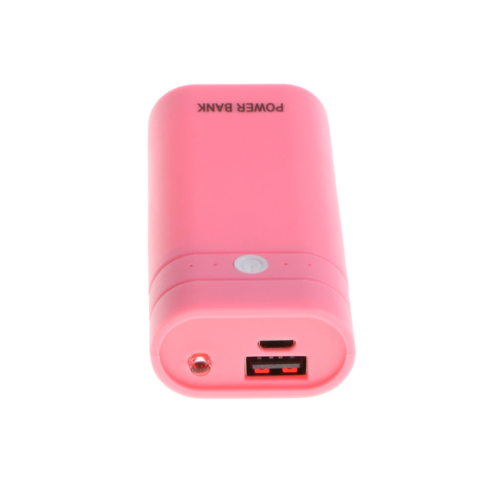 Power Bank Case 2x18650 External Battery Charger Box W/ LED Flashlight Pink