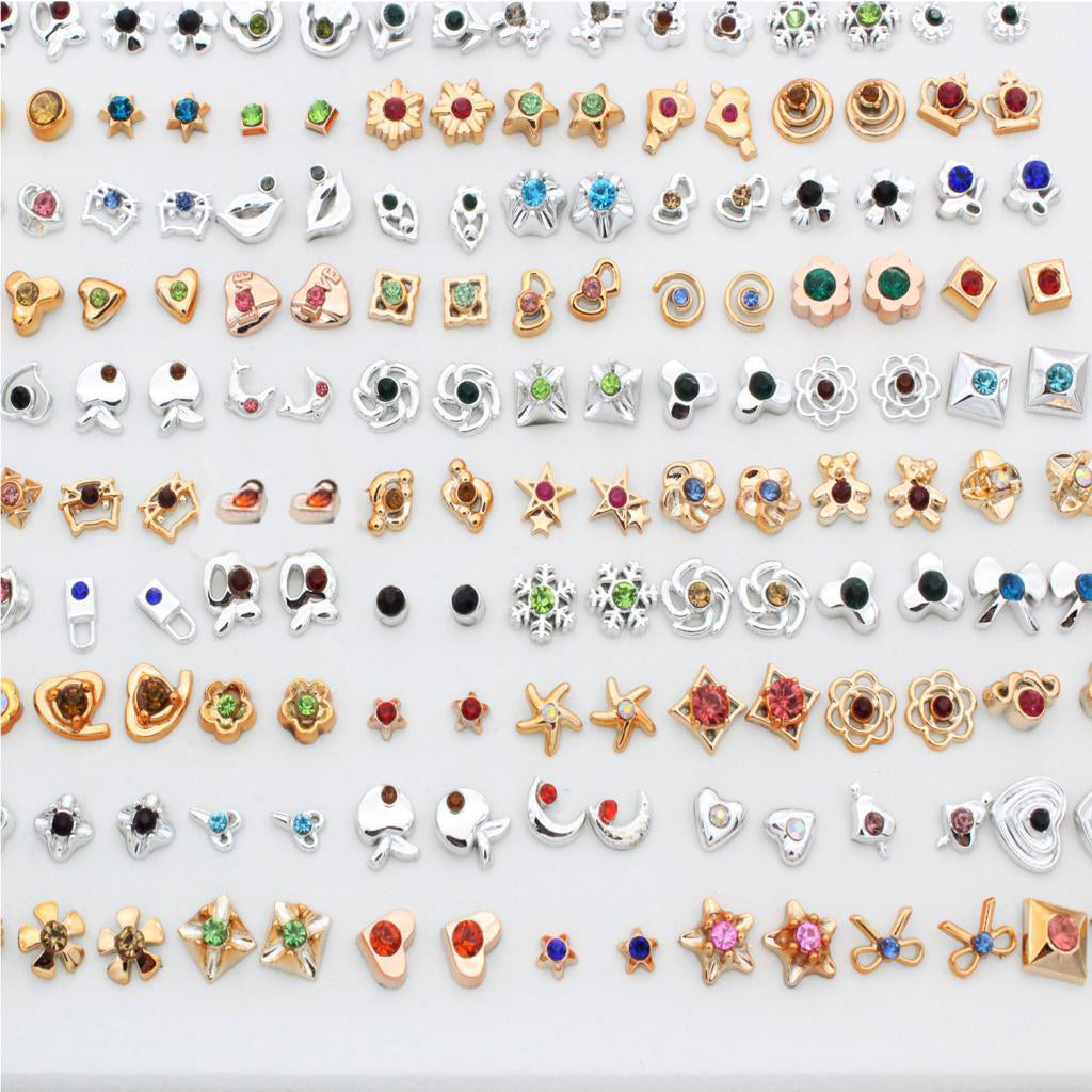 100 Pairs Mini Cartoon Cute Design Earrings Ear Stud Set Assorted Bulk