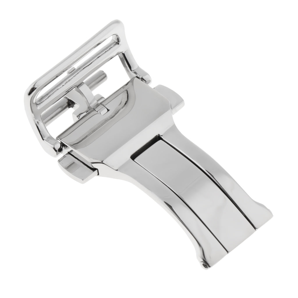 Stainless Steel Push Folding Deployment Clasp Watch Band Strap Buckle 18mm