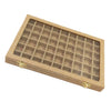 54 Grids Clear Lid Jewelry Tray Showcase Display Storage Linen Case Yellow