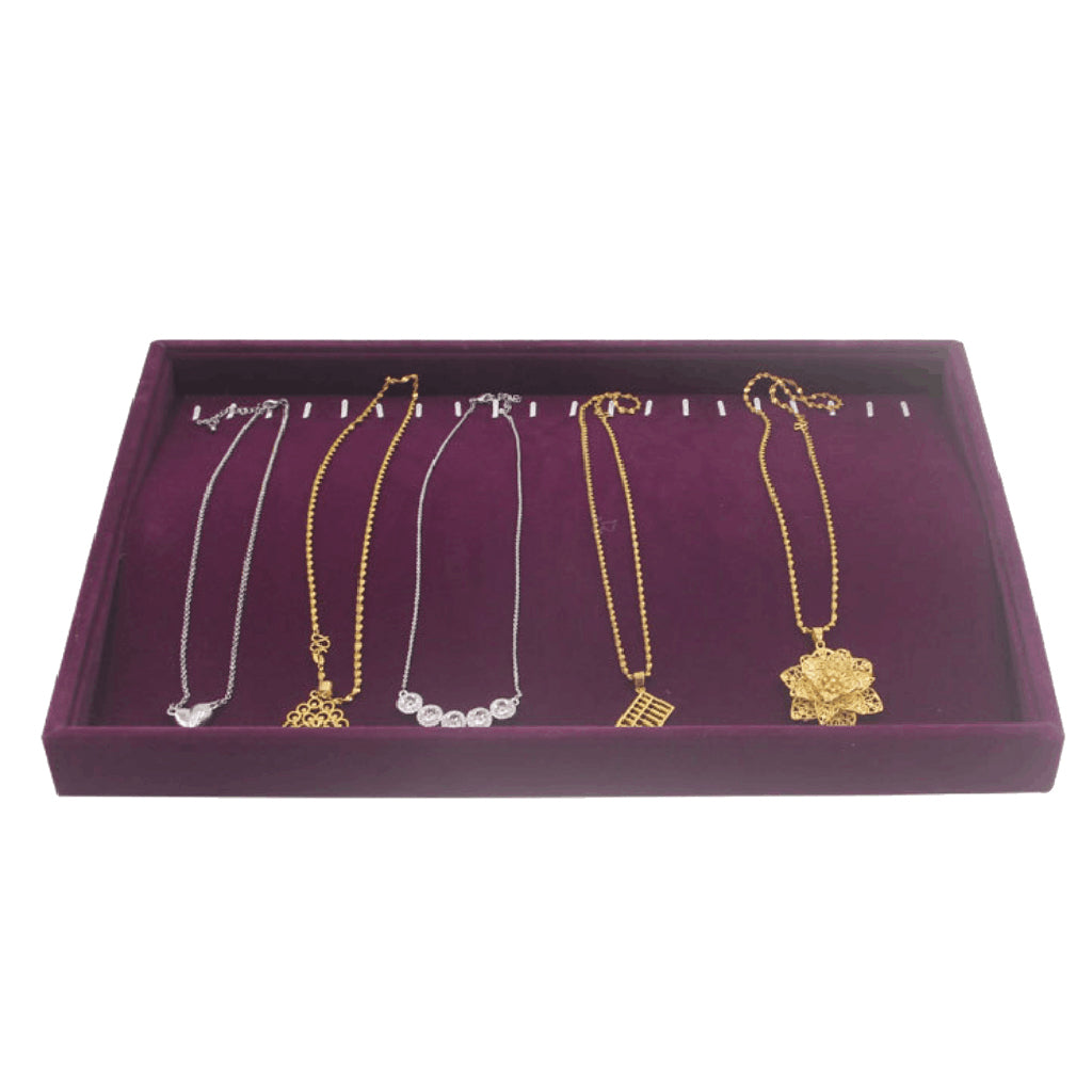 Ring Earrings Necklace Jewelry Display Organizer Box Tray Showcase Purple 5