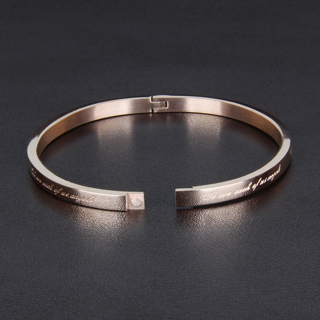 Titanium Steel Bracelet Cuff Bangle Angel Wing Wristband for Women Rose Gold