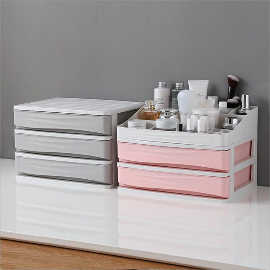 Cosmetic Organizer Makeup Drawer Holder Jewellery Box Storage 3Tier Gray