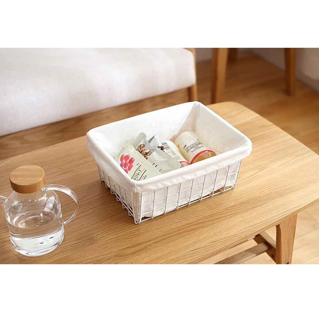 iron basket bathroom box kitchen storage basket White with interfacing