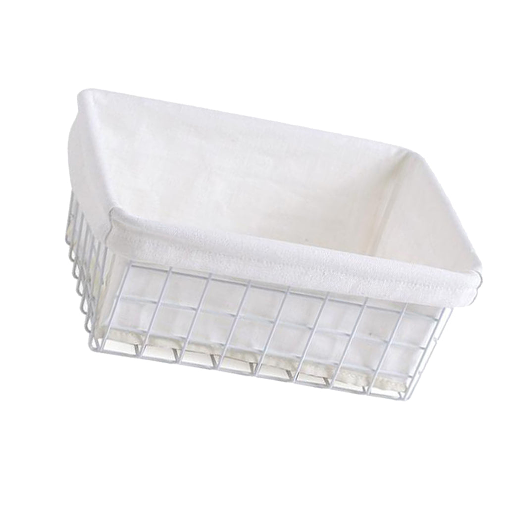 iron basket bathroom box kitchen storage basket White with interfacing