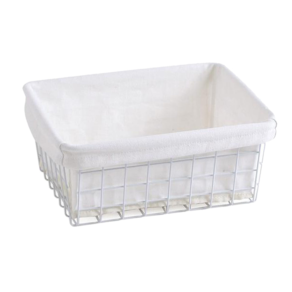 iron basket bathroom box kitchen storage basket White with interfacing