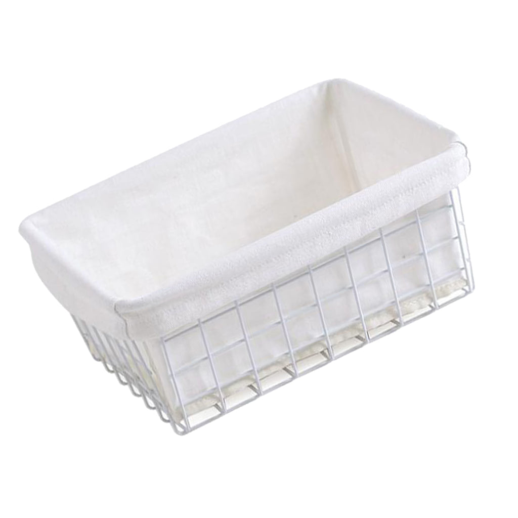 iron basket bathroom box kitchen storage basket White with interfacing