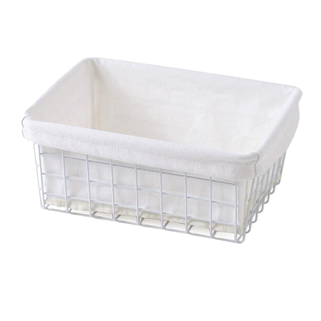 iron basket bathroom box kitchen storage basket White with interfacing