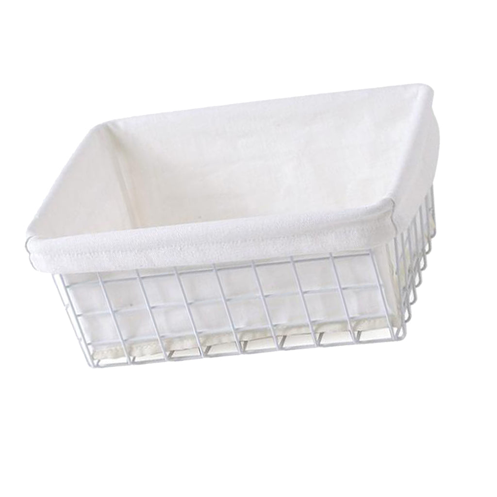 iron basket bathroom box kitchen storage basket White with interfacing