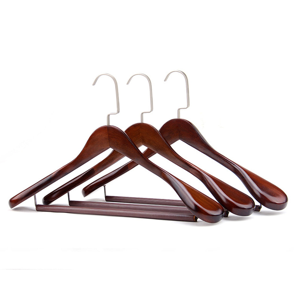 Wooden Hangers Coat Suit Garment Clothes Wardrobe Wood Hanger Trouser L