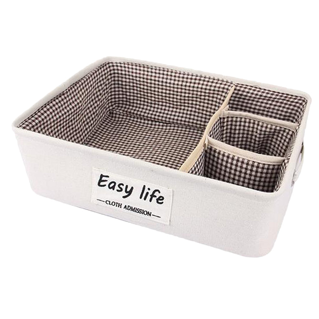 4 Grids Underwear Storage Box Container Cloth Organizer Cube Baskets Brown