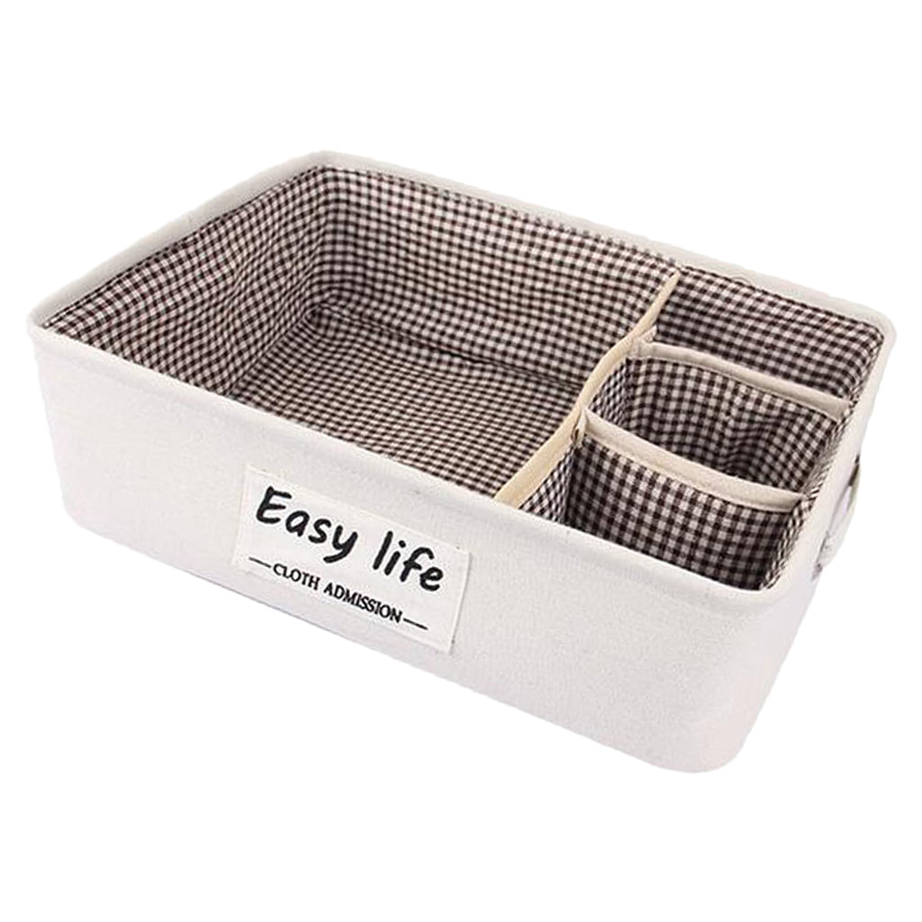 4 Grids Underwear Storage Box Container Cloth Organizer Cube Baskets Brown