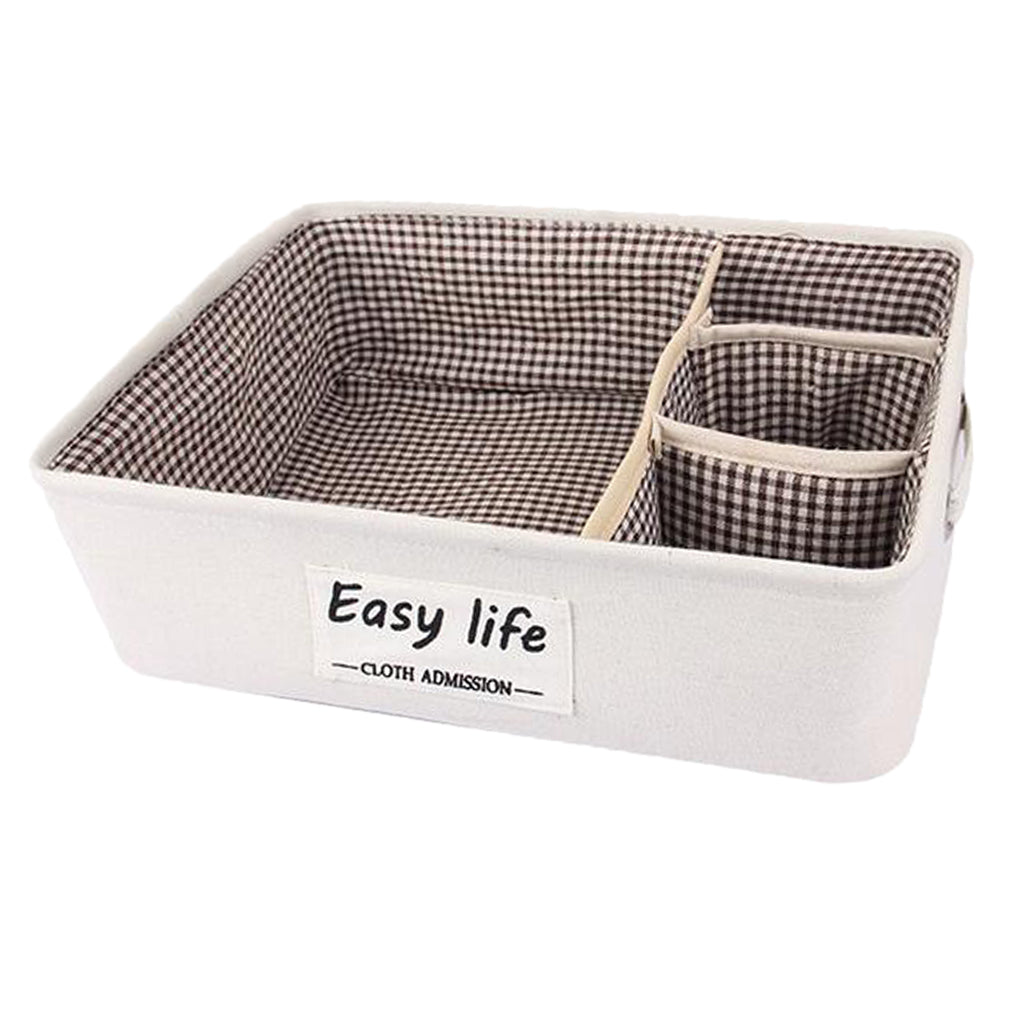 4 Grids Underwear Storage Box Container Cloth Organizer Cube Baskets Brown