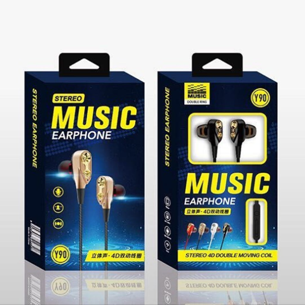 Wire Sport In-ear Style Earbuds Earphone Double trumpet HiFi Bass White