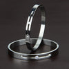 Stainless Steel Couples Bracelet Cuff Bangle Shining CZ Inlaid Silver 8mm