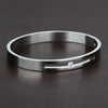 Stainless Steel Couples Bracelet Cuff Bangle Shining CZ Inlaid Silver 8mm