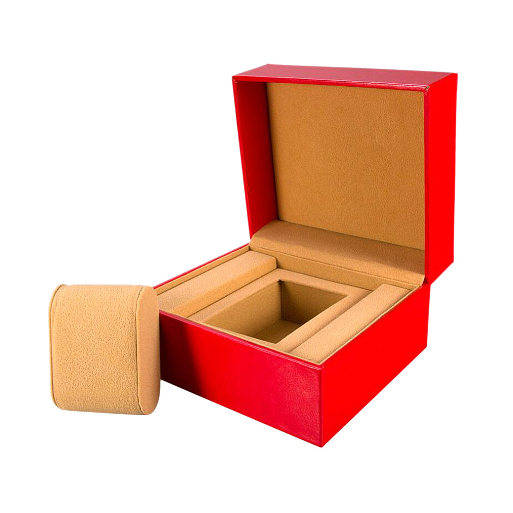 Red PU Leather Single Slot Watch Bracelet Case Wristwatch Box Organizer