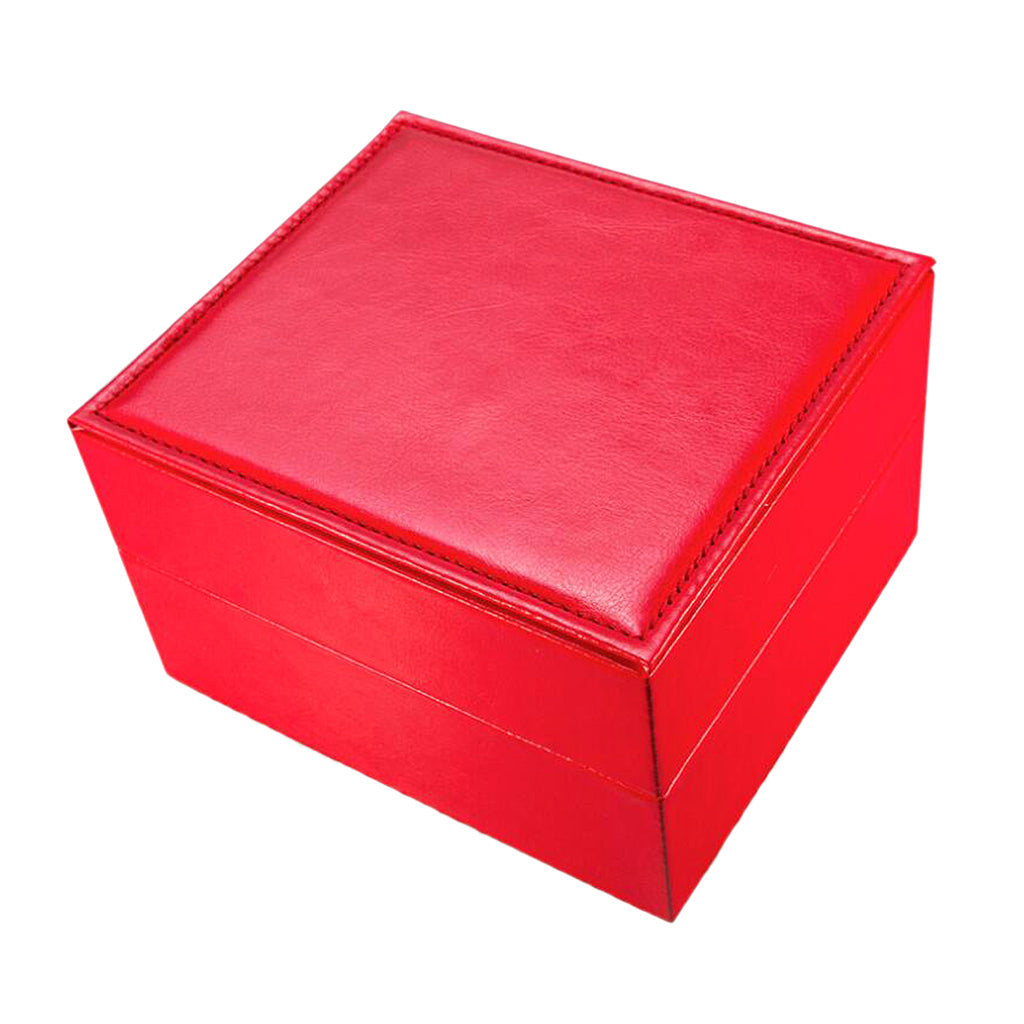 Red PU Leather Single Slot Watch Bracelet Case Wristwatch Box Organizer