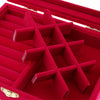 12 Grid and 6 Slot Top Glass Rings Earrings Trinkets Storage Box Rose Red