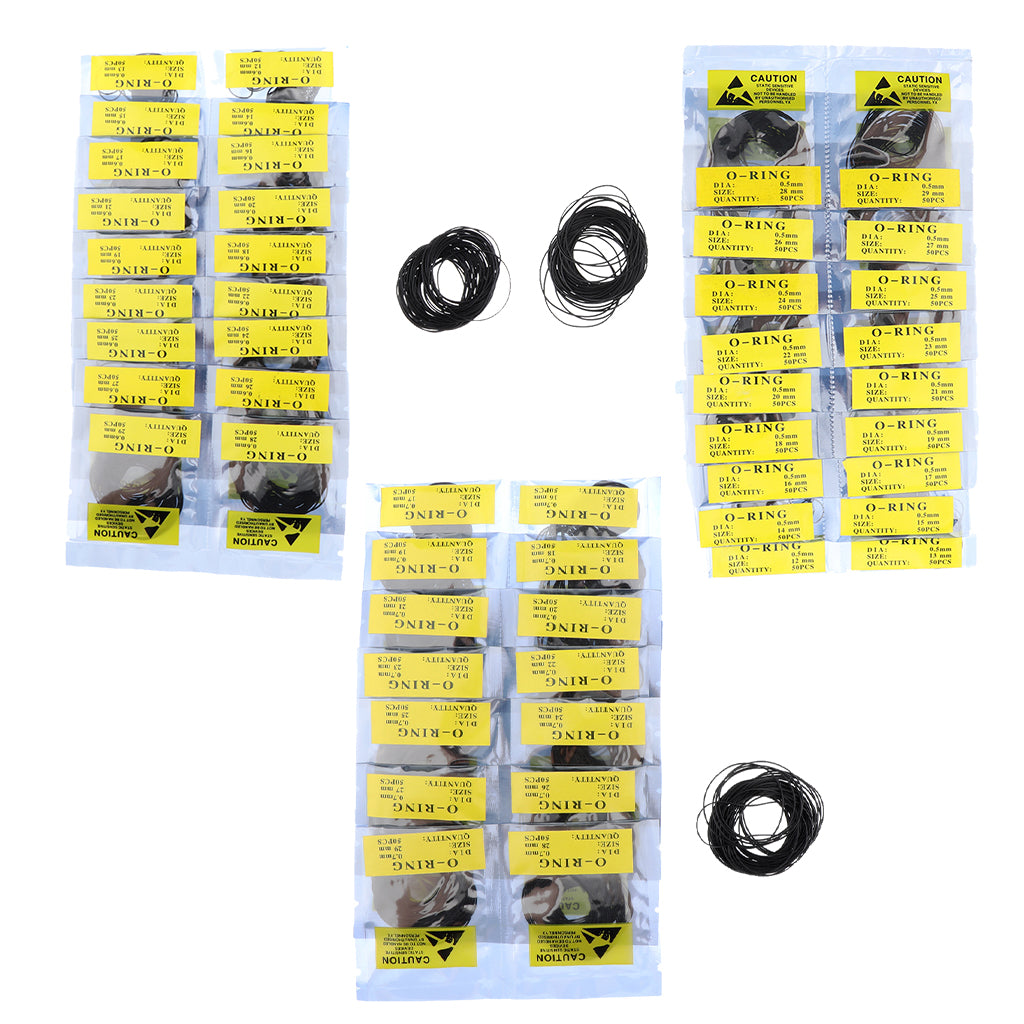 950pcs Rubber Silicone Watch Gasket O-Ring Back Case Seals 12mm-30mm 0.5mm