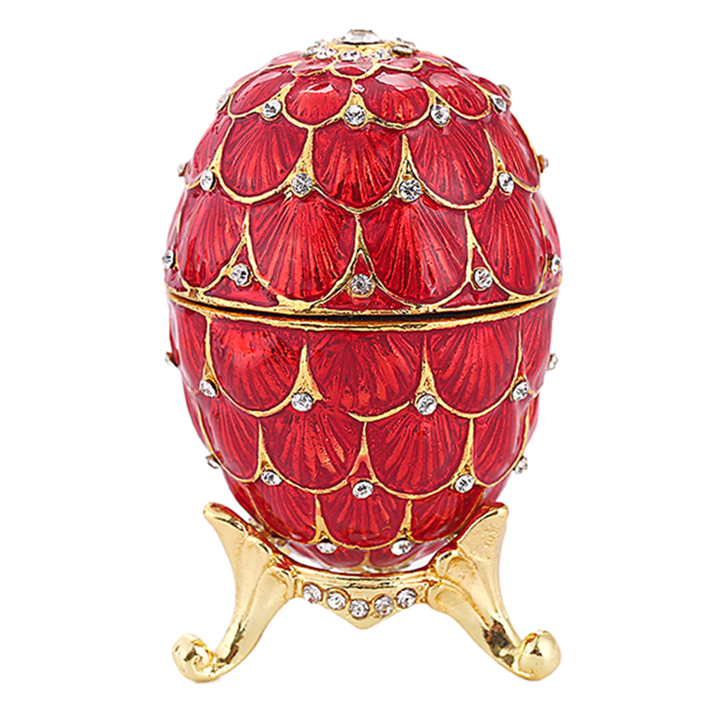 Mini Enamel Rhinestone Easter Egg Jewelry Box Wedding Ring Box Red