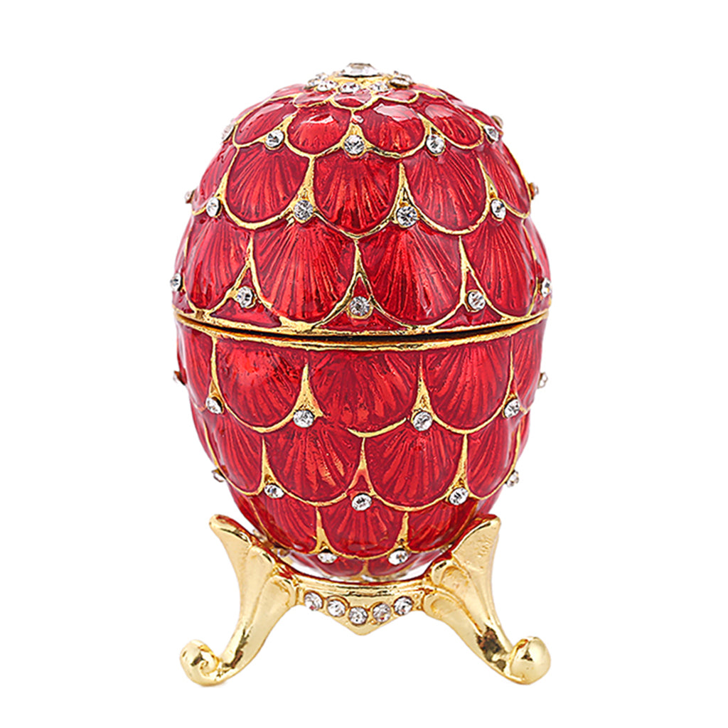 Mini Enamel Rhinestone Easter Egg Jewelry Box Wedding Ring Box Red